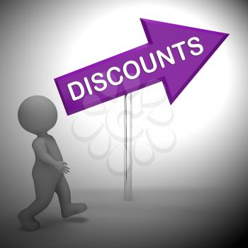 Discounts Arrow Sign Means Promo Save 3d Rendering