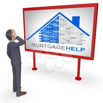 Mortgage Help Character Representing Home Finances And Financial 3d Rendering