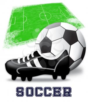Soccer Boots And Ball Shows Football Game 3d Illustration