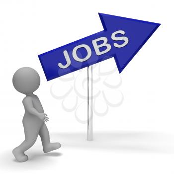Jobs Arrow Sign Represents Worker Hiring 3d Rendering