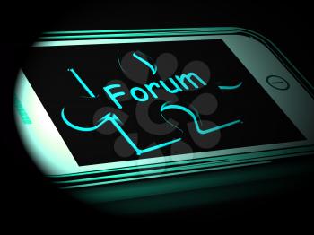 Forum On Smartphone Shows Mobile Chat 3d Rendering
