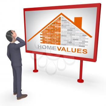Home Values Character Indicating Selling Price And Cost 3d Rendering