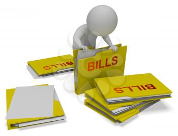 Bills Character And Folders Means Binder Correspondence 3d Rendering