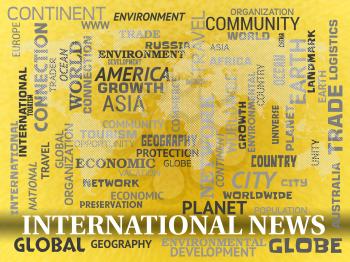 International News Words Indicating Global Newsletter And Headlines