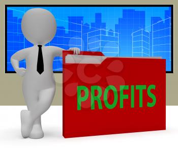 Profits Folder Character Meaning Income Growth 3d Rendering