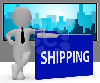 Shipping Folder Character Indicating Delivering Freight 3d Rendering