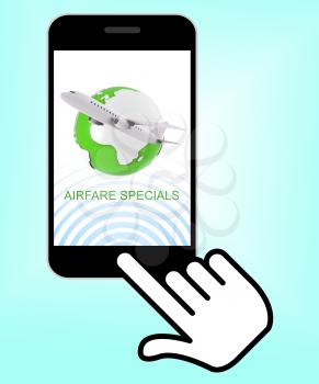 Airfare Specials Phone Means Airplane Promotion 3d Rendering
