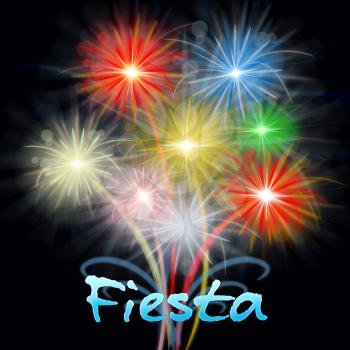 Fiesta Fireworks Meaning Carnival Pyrotechnics 3d Illustration