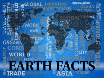 Earth Facts Words And Map Shows World Info And Statistics