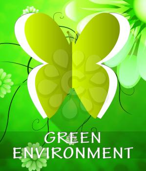 Green Environment Butterfly Cutout Shows Ecology 3d Illustration