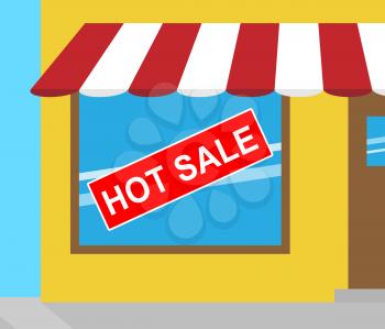 Hot Sale Sign In Shop Window Means Best Deals 3d Illustration