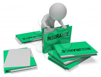 Insurance Character And Folders Represents Contract Covered 3d Rendering