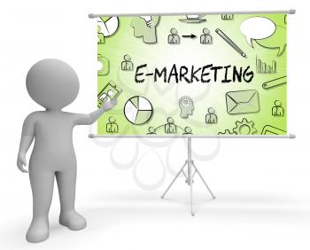 Emarketing Icons Sign Representing Internet Promotions And Selling 3d Rendering