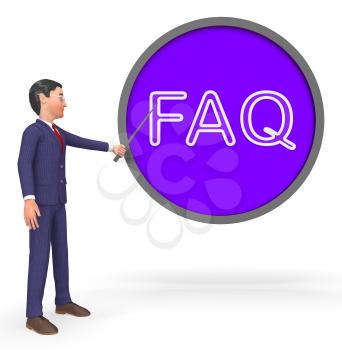 Faq Button Sign Means Frequently Asked Questions 3d Rendering