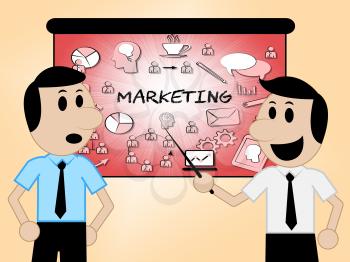 Marketing Icons Indicating E-Marketing Media And Promotions 3d Illustration
