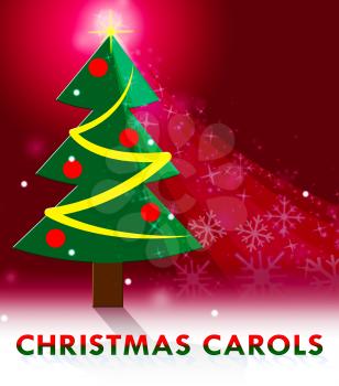 Christmas Carols Tree Scene Shows Xmas Music 3d Illustration