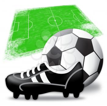 Soccer Gear Boots And Ball Showing Football Equipment 3d Illustration