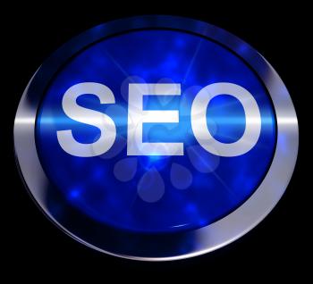 SEO Button In Blue Showing Internet Marketing And Optimizing 3d Rendering