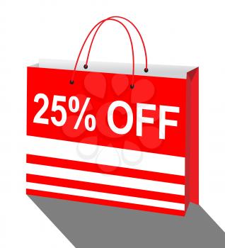 Twenty Five Percent Off Shopping Bag Shows Discount 3d Illustration