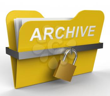 Archive Folder With Padlock Represents Files Collection 3d Rendering