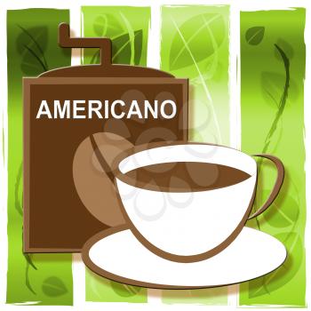 Americano Coffee Cup Shows Brewed Drink Or Beverage