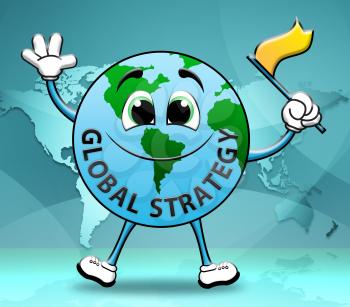 Global Strategy Globe Character Shows Vision Globally 3d Illustration