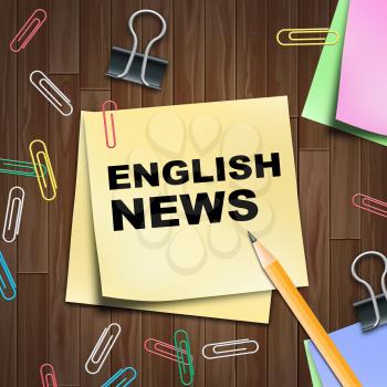 English News Notepad Shows England Newspapers 3d Illustration