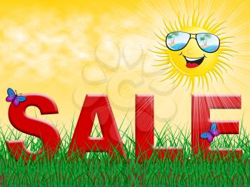 Sale And Smiling Sun Showing Summer Bargains 3d Illustration