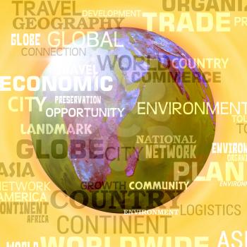World Map Words Background Meaning International Oceans Or Global Maps
