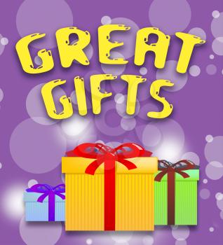 Great Gifts Giftboxes Shows Cool Presents 3d Illustration