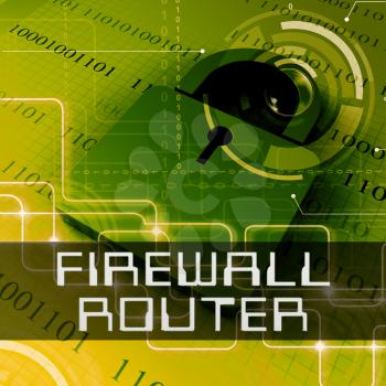 Firewall Router Data Padlock Shows Computer Defence 3d Rendering