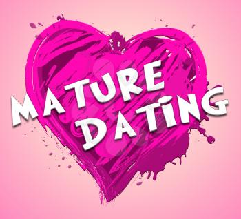 Mature Dating Heart Design Represents Sweethearts Relationship 3d Illustration