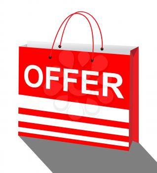 Offer Shopping Bag Showing Bargain Prices 3d Illustration