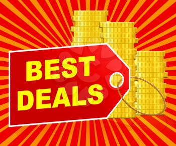 Best Deals Label And Coins Represents Promotional Closeout 3d Illustration