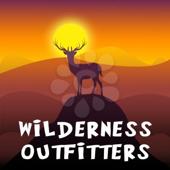 Wilderness Outfitters Stag Mountain Scene Shows Outdoors Tailor 3d Illustration