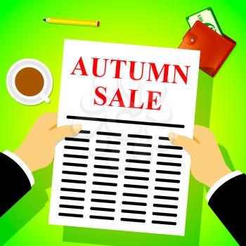 Autumn Sale Newsletter Represents Fall Sales 3d Illustration