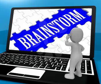 Brainstorm Puzzle On Notebook Showing Ideas 3d Rendering