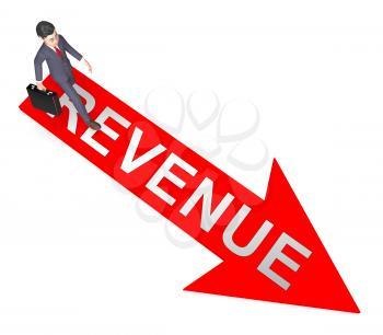 Revenue Character On Arrow Indicates Forecast Wage 3d Rendering