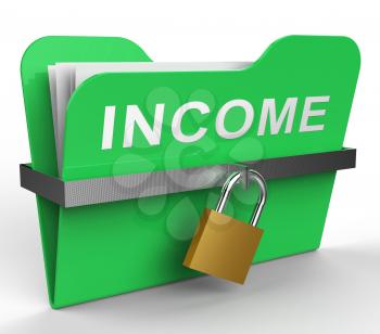 Income File With Padlock Showing Salary Earnings 3d Rendering