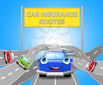 Car Insurance Quotes Motorway Sign Car Policy 3d Illustration