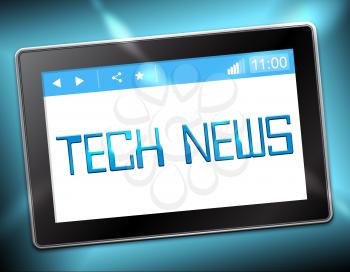 Tech News Tablet Shows Information Technology 3d Illustration