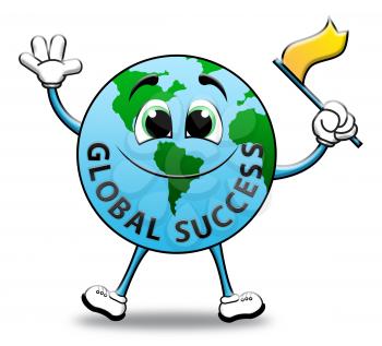 Global Success Globe Character Means World Victory 3d Illustration