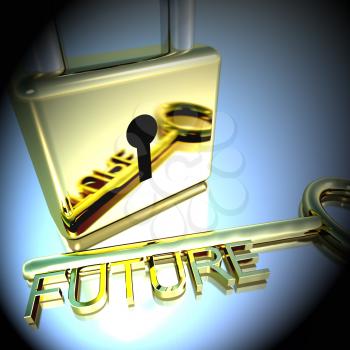 Padlock With Future Key Showing Wishes Hopes And Dreams 3d Rendering
