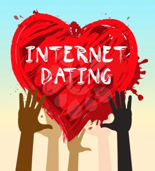 Hands Holding Internet Dating Heart Represents Find Love 3d Illustration