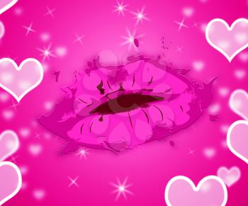 Love Lips Representing Valentine Romancing And Celebration