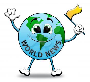 World News Globe Character Indicates Global Newsletter 3d Illustration