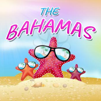 The Bahamas Beach Starfish Shows Vacation Break 3d Illustration