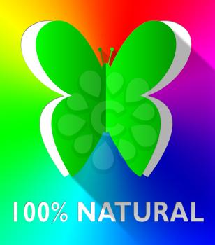 Hundred Percent Natural Butterfly Cutout Shows Nature 3d Illustration