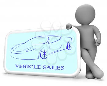 Vehicle Sales Phone Showing Passenger Car And Promotion 3d Rendering