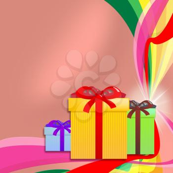 Giftbox Gifts With Ribbon Shows Birthday Present Celebrations 3d Illustration